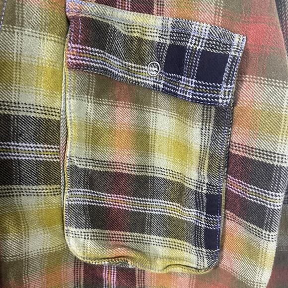Free People Grunge 90s Flannel Plaid Izzie Cargo Shirt Jacket Shacket Medium - Picture 11 of 15